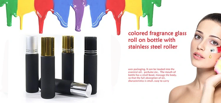 4ml 6ml 8ml 10ml Frosted Matte Black Perfume Essential Oil Glass Roll on Bottle with Aluminum Cap and Roller Ball