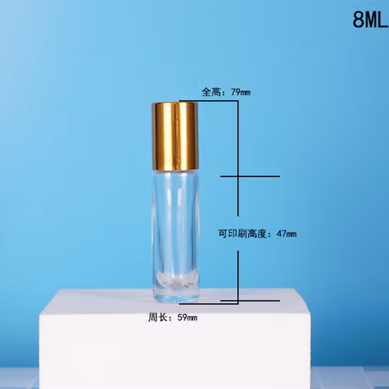 Kostenlose Probe, leere, runde, achteckige, klare Parfüm-Glasrollerflasche, 3 ml, 6 ml, 10 ml, Rollflasche mit Aluminiumdeckel